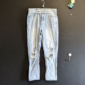 American Eagle distressed light-wash mom jeans